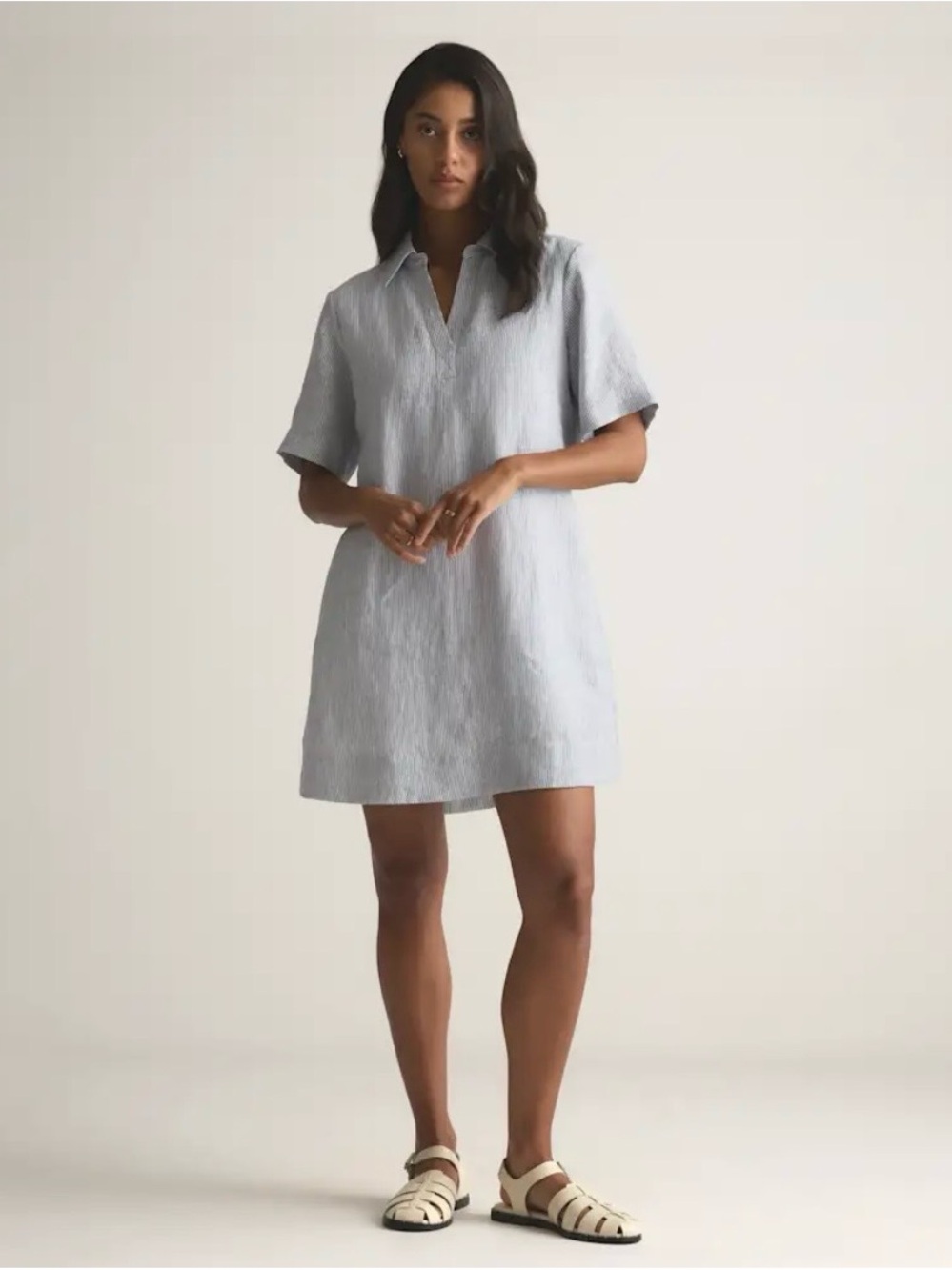 Quince 100% Linen Popover Mini Dress